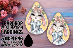 Artistic Teardrop Earrings Sublimation Template , Cute Bunny Product Image 1