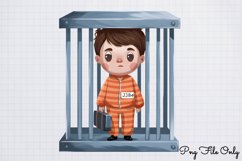 Watercolor Cute Police Clipart PNG Product Image 1