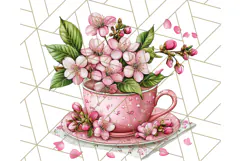 Vintage Floral Teacup Clipart PNG, Blooming Teacups Clip Art Product Image 4