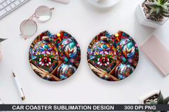 Christmas Car Coaster Sublimation| Christmas Coaster PNG Product Image 1