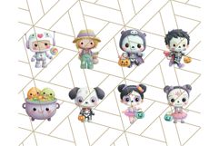 Kawaii Halloween Clipart Cute Kids and Candy Elements Png Product Image 4