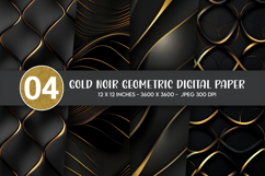 Gold Noir Geometric Digital Paper Product Image 1