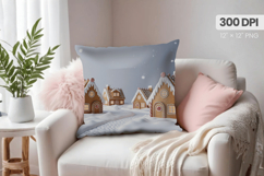 Winter Christmas Wonderland PNG Pillow, Winter Pillow Design Product Image 1
