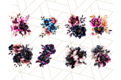 Gothic Floral PNG Bundle with Gold Trim Dark Bouquet Clipart Product Image 6