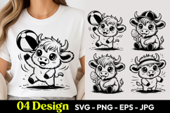 Cute Highland Cow Beach Ball SVG Design Product Image 1