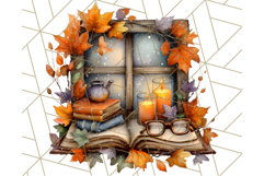 Autumn Library Clipart PNG, Cozy Fall Book Art Product Image 4