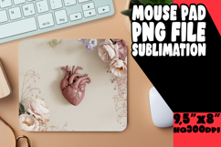 Cheerful Mouse Pad PNG Style, 3D Heart Product Image 1
