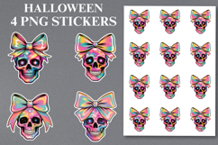 4 Halloween Skull Stickers Png | Printable Product Image 1