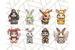 Halloween Bunny Clipart, Cute Bunnies in Costumes PNG Product Image 4