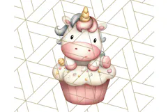 Cute Dessert Unicorn PNG Clipart with Cupcakes & Candies Product Image 4