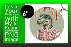 Charming Keychain Round Design PNG , Cute Dino Product Image 1