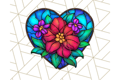 Stained Glass Hearts and Butterflies Clipart PNG Product Image 4