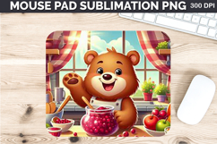 Watercolor Bear Mouse Pad Sublimation - Thanksgiving PNG Product Image 1