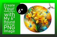 Artistic Keychain Circle Design PNG , Flowers Product Image 1