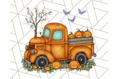 Halloween Cottagecore Truck PNG Clipart, Fall Style Clip Art Product Image 4