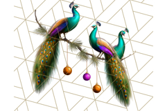 Peacock Christmas Clipart in Jewel Tones, Christmas Png Product Image 4