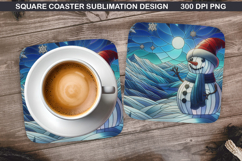 Snowman Coaster Sublimation, Christmas Coaster PNG Design Product Image 1