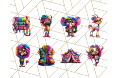 Funky Safari Animals PNG Clipart With Rainbow Hair, Cute Png Product Image 4