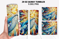 Humpback Skinny Tumbler 20oz Wrap Design, Summer Tumble PNG Product Image 1