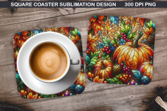 Pumpkin Coaster Sublimation, Halloween Coaster PNG Design Product Image 1