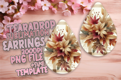 Artistic Teardrop Earrings Design PNG , Autumn Flower Product Image 1