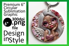 Dynamic Keychain Circle Design Artwork , 3D Cupid Product Image 1