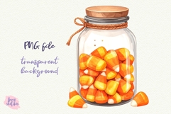 Candy Corn Jar PNG Halloween Ghost Cafe Clipart Sublimation Product Image 1