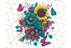 Sunflower and Butterfly PNG Clipart, Bright Jewel Tones Png Product Image 4