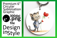 Stylish Round Design Keychain Template , Cute Cat Product Image 1