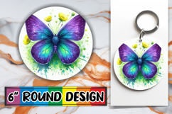 Luminous Keychain Round PNG, Butterfly Product Image 1