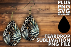 Charming Teardrop Earrings Sublimation, Leopard Prints Product Image 1