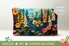 Knitted Flowers Cosmetic Bag, Wildflowers Cosmetic Bag Product Image 1
