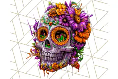 Bright Sugar Skull PNG Clipart, Halloween Colorful Skull Png Product Image 4