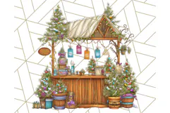 Cozy Christmas Market Stall Clipart PNG, Holiday Art Png Product Image 4