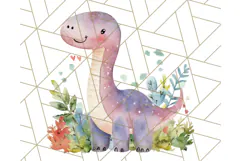 Watercolor Dinosaur and Rainbow PNG Clipart, Baby Nursery Product Image 4