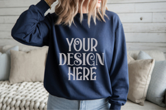 Gildan 18000 Navy Crewneck Sweatshirt Mockups,G180 Product Image 1
