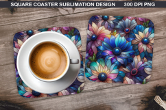 Flowers Coaster Sublimation, Spring Coaster PNG Design Product Image 1