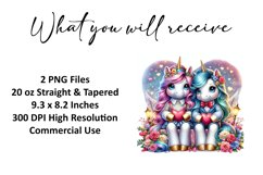 Valentine's Day Unicorn Tumbler Wrap Sublimation Design Product Image 2