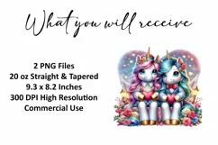 Valentine's Day Unicorn Tumbler Wrap Sublimation Design Product Image 2