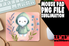 Cheerful Mouse Mat Sublimation PNG, Cute Ghost Product Image 1