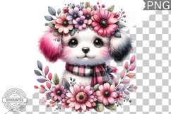Dog With Flowers Sublimation - Clipart PNG Design Product Image 1