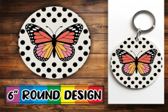 Joyful Circle Car Coaster Design PNG, Butterfly Product Image 1