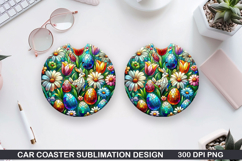 Bright Egg Car coaster sublimation, Easter Coaster PNG Product Image 1