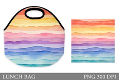 Rainbow Lunch Bag. Rainbow Stripes Lunch Bag Sublimation Product Image 1