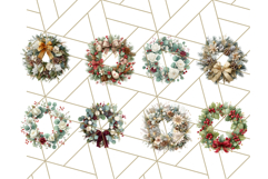 Christmas Wreath Clipart, Holiday Greenery PNG Illustrations Product Image 4