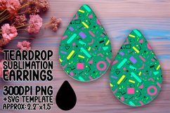 Neon Harmony Teardrop Earring Sublimation Design Product Image 1