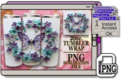 Spring Garden Butterfly Tumbler Wrap - 20oz 3D Art Product Image 1