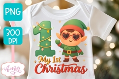My first Christmas PNG for sublimation, Cute Christmas elf Product Image 1