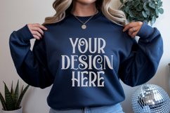 Navy Gildan 18000 Mockup, Sweatshirt Crewneck Mockups Product Image 1