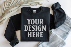 Black Gildan 18000 Folded Flat Lay Mockups Product Image 1